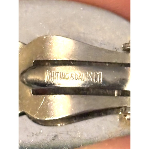 VINTAGE WHITING &‎ DAVIS Ornate Applied Filigree Earrings - Picture 10 of 12